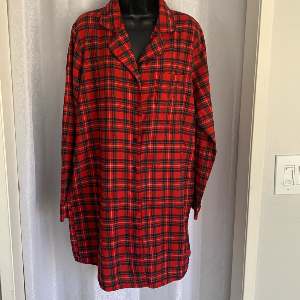 TARTAN PLAID PAJAMA SET Top & Bottom Sz:L